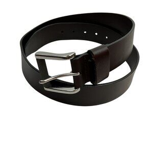 Johnston & Murphy Roller Buckle Leather Belt Mens 36 Brown With Silver-Tone Buck